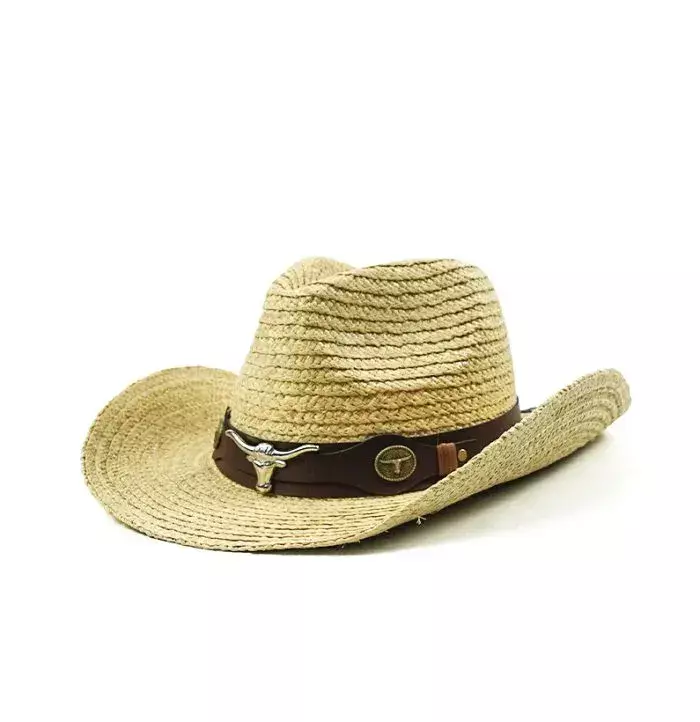 Sombrero estilo vaquero con detalle metálico