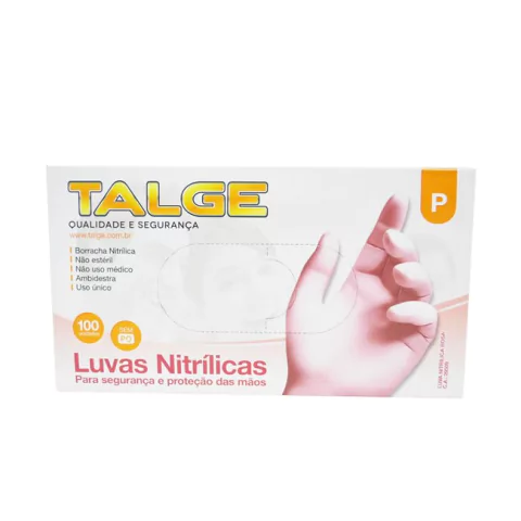 Talge Luva Nitrílica Sem Talco Rosa Tamanho P - Caixa C/ 100 Unidades