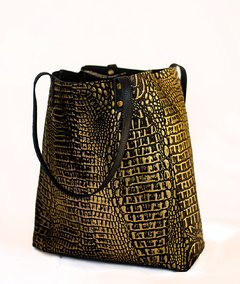 TOTE BAG MILO CROCCO DORADO-NEGRO - buy online