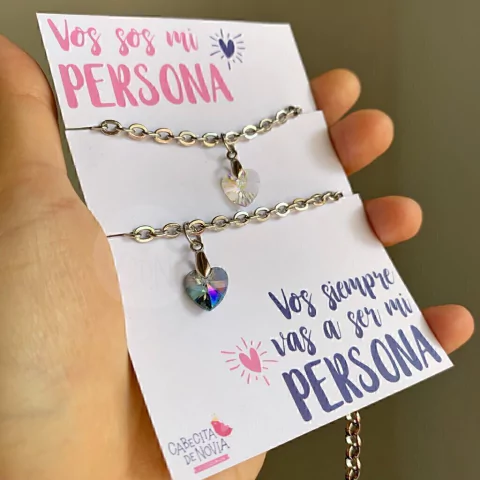 Cadenita o pulsera "Vos sos mi persona" (precio por unidad)