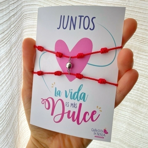 Pulseras 7 nudos con imán rojas