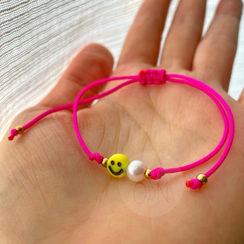 Pulsera happy face fucsia