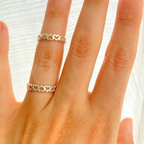 Anillo guarda de corazones de Plata 925