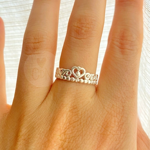 Anillo corona corazón de Plata 925 - comprar online