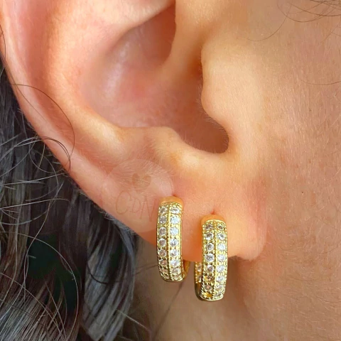 Aros argollitas de oro laminado y doble cubic