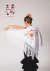 Small Jersey Shawl with Machine Embroidery (Spanish) 120m White with Multicolored Flowers - buy online