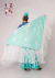 Manila Shawl Machine Embroidered aqua green color with white flowers and fringe - 140m