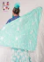 Manila Shawl Machine Embroidered aqua green color with white flowers and fringe - 140m - Amapolas Moras