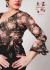 Blusa Cruzada de Micro Tul NEGRA con FLORES Estampado con Voladitos y Puntilla - comprar online