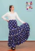 Falda flamenca Canastera a Lunares azul y blanco | Pollera flamenca en internet