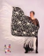 Xale Manila nero com bordado de flores creme, 1,40 m - comprar online