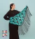 Medium Shawl with Irregular Polka Dots in Turquoise and Black Silk Crepe on internet