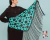 Medium Shawl with Irregular Polka Dots in Turquoise and Black Silk Crepe - buy online