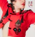 Spanish Bolero Jacket with Pom-poms and Flower, Red and Black - Amapolas Moras