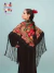 Mantoncillo Mediano de Tela estampada Diseño Folk Flores y Arabescos Negro