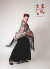 Manton Carmen Triangular de Crep de Seda Estampado con Galon Negro Flores y Lunares - Amapolas Moras