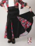 Falda flamenca Sirena Gajos Negra con Godes y Estampado Flores Manila Negro | Pollera flamenca en internet