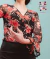 Black Printed Microtulle Wrap Blouse with Ruffles and Lace with Flowers on internet