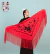 Manton Triangular Grande Bordado a Maquina Jersey 2mt Español Rojo con flores Negras - comprar online