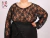 Black lace blouse with 3/4 elastic balloon sleeves and a loose fit - Amapolas Moras