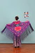 Square Shawl Printed Simil Manila Violet Turquoise Flowers 1.40mts - Amapolas Moras