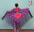 Square Shawl Printed Simil Manila Violet Turquoise Flowers 1.40mts - buy online