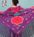 Square Shawl Printed Simil Manila Violet Turquoise Flowers 1.40mts on internet