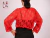 Red lace blouse with 3/4 elastic balloon sleeves and a loose fit on internet