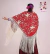 Manila Shawl Machine Embroidered burgundy color with ecru flowers and fringe - 140m on internet