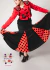 Falda flamenca Sirena Gajos Negra con Godes Rojo Lunar Negro | Pollera flamenca