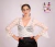 Cream Lace Wrap Blouse with Ruffles and Lace Trim - buy online