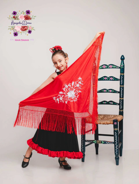 Pico Mantoncillo Chico de Jersey Bordado a maquina Español 120mt Rojo con blanco