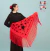 Machine-embroidered Jersey Shawl, Spanish, 160 m, Red with Black - buy online
