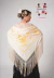 Manton Triangular Grande Bordado a Maquina Jersey 2mt Español Crema con flores Doradas - Amapolas Moras