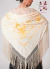 Manton Triangular Grande Bordado a Maquina Jersey 2mt Español Crema con flores Doradas - comprar online