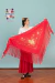 Manton Triangular Grande Bordado a Maquina Jersey 2mt Español Rojo con flores doradas - Amapolas Moras