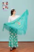 Machine-embroidered Jersey Shawl, Spanish, 160 m, Water Green with multicolored flowers - Amapolas Moras
