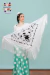 Machine-embroidered Jersey Shawl, Spanish, 160 m, White with black flowers - Amapolas Moras