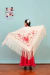 Manton Triangular Grande Bordado a Maquina Jersey 2mt Español Crema con rojo - Amapolas Moras