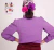 Blusa de Crep Elastizado con Lazo en el escote voladito y puntilla Violeta - tienda online