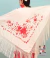 Manton Triangular Grande Bordado a Maquina Jersey 2mt Español Crema con rojo en internet