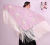Manton de Manila Bordado a maquina color Lila con flores Crema 1.40mt