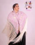 Manton de Manila Bordado a maquina color Lila con flores Crema 1.40mt - comprar online