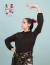 Blusa de crep elastizada Negra con Puntilla Manga globo larga - Amapolas Moras