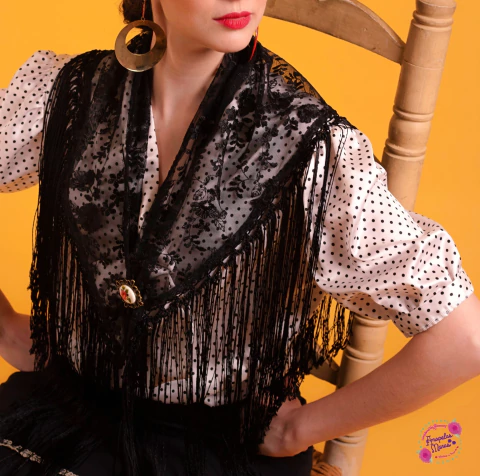Black Embroidered Tulle Shawl - buy online