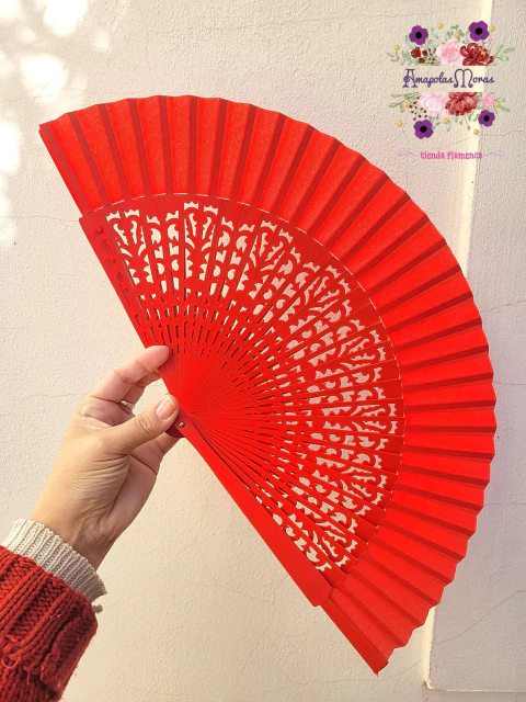 Abanicos Calado Especial de madera de Roble Color Rojo 23cm - comprar online