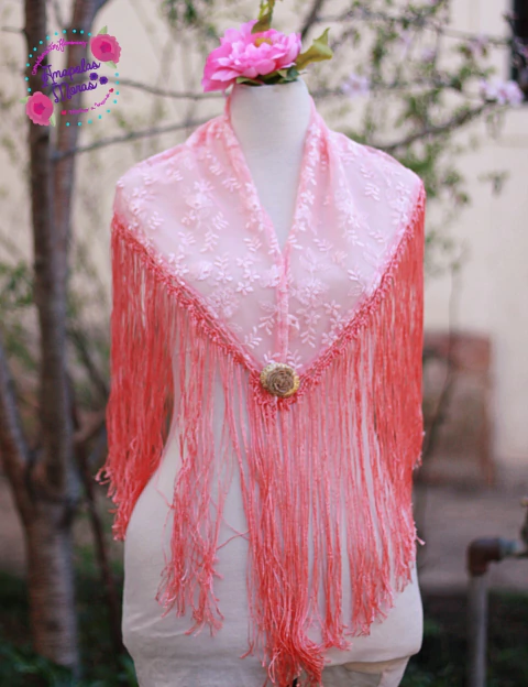 Mantoncillo de Tul Bordado Coral - comprar online