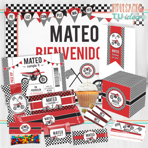 Moto de carrera - Kit imprimible Moto de carrera