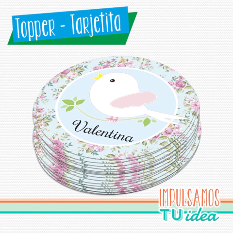 Cumple pajarito, tarjetita circular pajarito imprimible