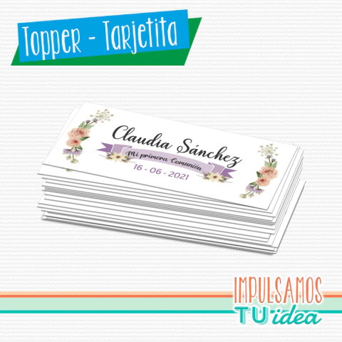 Comunión nena Claudia, tarjetita souvenir comunión imprimible